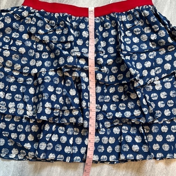 Lane Bryant tiered polka dot skirt blue & white with red band size 18/20 - Picture 9 of 9